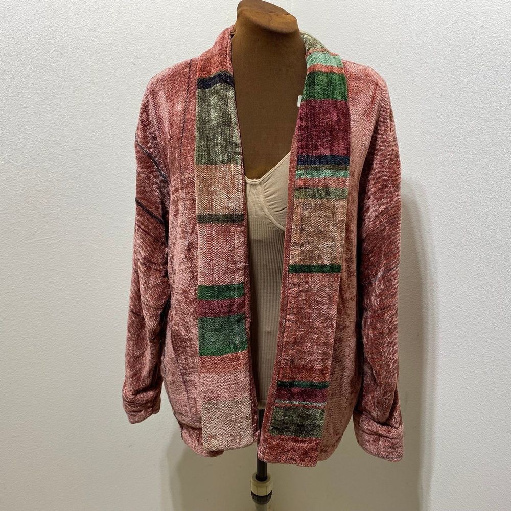 Marcia Hammond Art Hand Woven Cotton Rayon Blend Cardigan/Blazer Multicolored